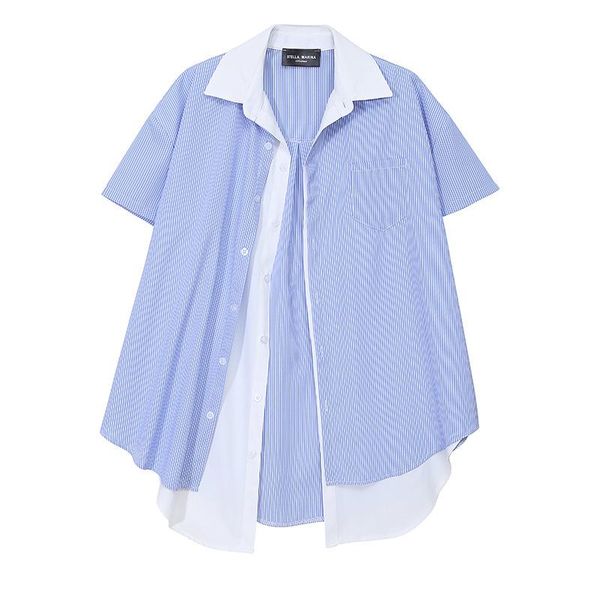 women's jackets 2021 stripe stitching casual shirt sense of design niche fake two-piece short sleeve 8388, Black;brown
women's jackets 2021 stripe stitching casual shirt sense of design niche fake two-piece short sleeve 8388, Black;brown