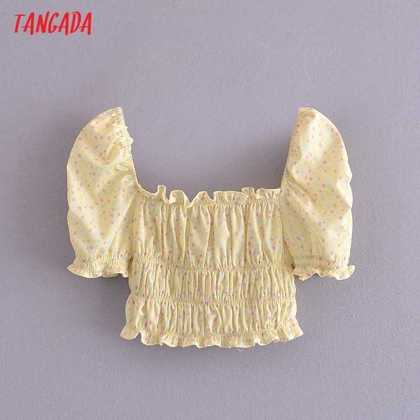 tangada women retro yellow floral print crop shirt short sleeve summer chic female slim shirt qn108 210609, White
tangada women retro yellow floral print crop shirt short sleeve summer chic female slim shirt qn108 210609, White