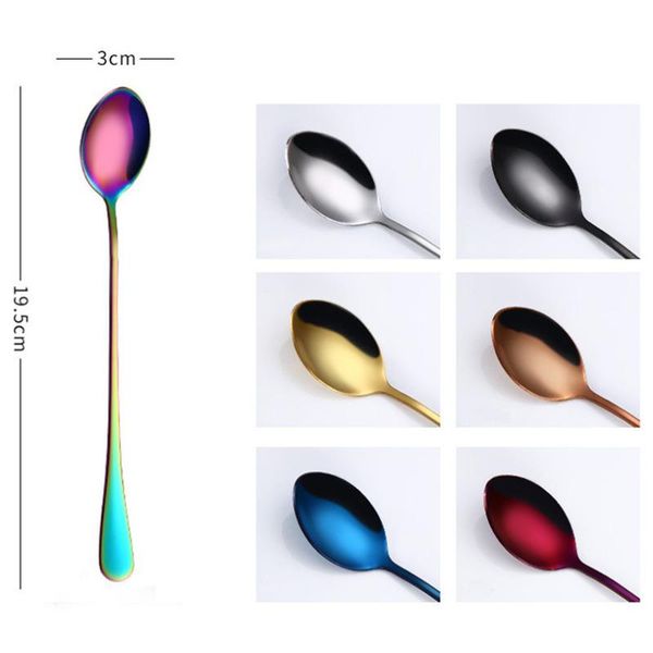 stainless steel colorful spoon 19.5*3cm long handle spoons flatware coffee drinking tools kitchen gadget
stainless steel colorful spoon 19.5*3cm long handle spoons flatware coffee drinking tools kitchen gadget