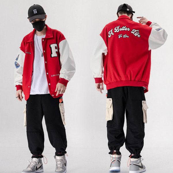 men's jackets 2022 arrival brand patchwork single breasted appliques bomber jacket men embroidery fashion baseball uniform casual coat, Black;brown
men's jackets 2022 arrival brand patchwork single breasted appliques bomber jacket men embroidery fashion baseball uniform casual coat, Black;brown