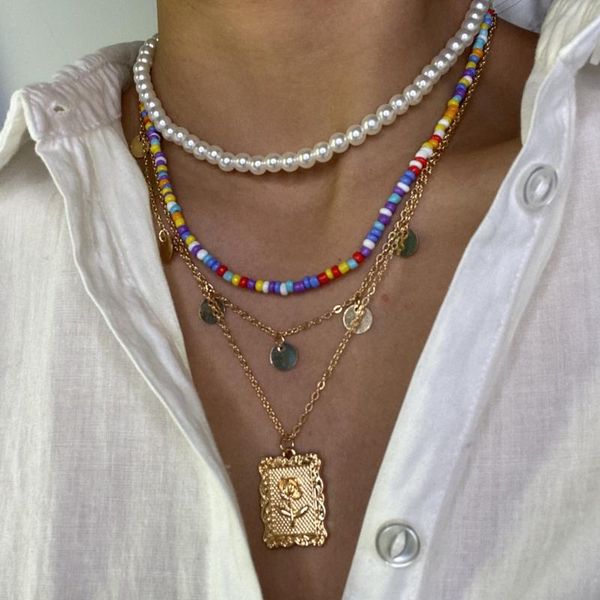 chokers bohemian multilayer pearl necklace for women colorful beads round tassel choker rose flower pendant trendy party jewelry, Golden;silver
chokers bohemian multilayer pearl necklace for women colorful beads round tassel choker rose flower pendant trendy party jewelry, Golden;silver