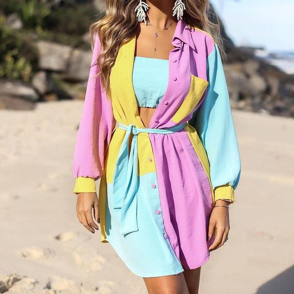 casual dresses donsignet women dress autumn fashion print long color matching single breasted shirt bandage vestido feminino, Black;gray
casual dresses donsignet women dress autumn fashion print long color matching single breasted shirt bandage vestido feminino, Black;gray