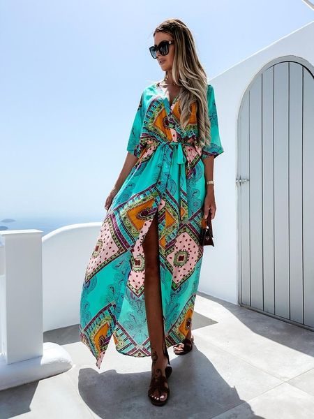 party dresses 2021 elegant casual summer woman dress bohemian beach style print a-line v-neck belt high slit ankle-length sexy, White;black
party dresses 2021 elegant casual summer woman dress bohemian beach style print a-line v-neck belt high slit ankle-length sexy, White;black