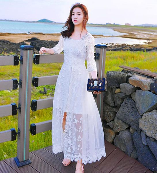 dreaming white flower crochet lace mesh dress long one piece front slit spring summer robe longue vestido largo casual dresses, Black;gray
dreaming white flower crochet lace mesh dress long one piece front slit spring summer robe longue vestido largo casual dresses, Black;gray