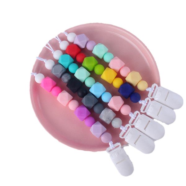 baby pacifier chain clips holders weaning teething kids chew toys newborn teeth practice toys food grade soother infant feeding silicone bea