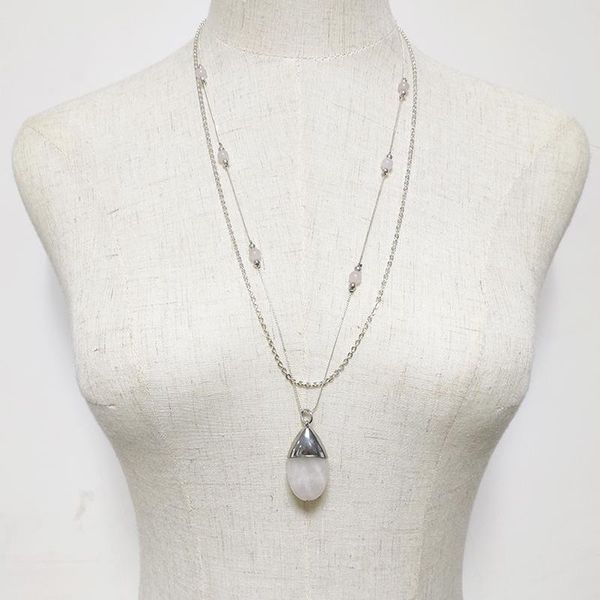 double layer chain long necklace simple individuality natural stone pendant silver-plated fine women party wedding jewelry chains
double layer chain long necklace simple individuality natural stone pendant silver-plated fine women party wedding jewelry chains