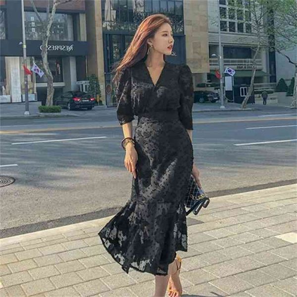 2021 spring new korean style office ladies midi mermaid dress women chiffon three quarter sleeve bodycon ruffles party dresses, Black;gray
2021 spring new korean style office ladies midi mermaid dress women chiffon three quarter sleeve bodycon ruffles party dresses, Black;gray