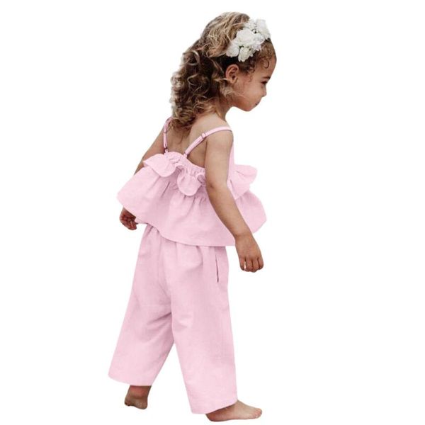 3pcs toddler kids baby girls clothes straps ruffles solid color t shirt+wide leg pants+headband outfits vestiti bambina clothing sets, White
3pcs toddler kids baby girls clothes straps ruffles solid color t shirt+wide leg pants+headband outfits vestiti bambina clothing sets, White