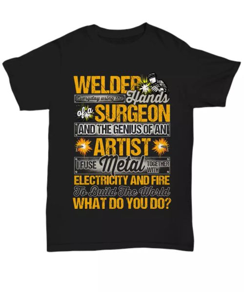 welder t-shirt for men genius of an artist welding tee gifts ifuse metal rod, White;black
welder t-shirt for men genius of an artist welding tee gifts ifuse metal rod, White;black