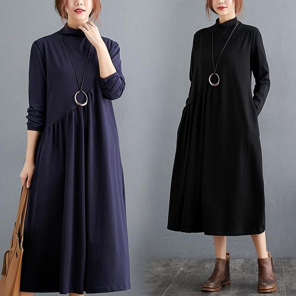 casual dresses plus size women dress long sleeve turtleneck pleated elegant lady vestidos autumn winter cotton loose female clothing, Black;gray
casual dresses plus size women dress long sleeve turtleneck pleated elegant lady vestidos autumn winter cotton loose female clothing, Black;gray