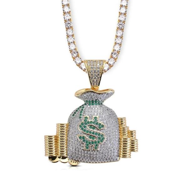 pendant necklaces iced out bling hiphop dollar sign bag charm micro pave lab cash coins necklace, Silver
pendant necklaces iced out bling hiphop dollar sign bag charm micro pave lab cash coins necklace, Silver