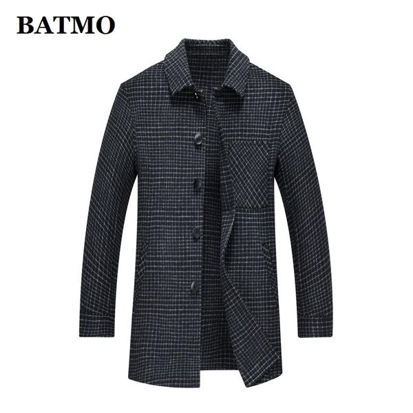 men's trench coats batmo 2021 arrival autumn wool men's coat,male coat,plaid jackets ,a01, Tan;black 
men's trench coats batmo 2021 arrival autumn wool men's coat,male coat,plaid jackets ,a01, Tan;black