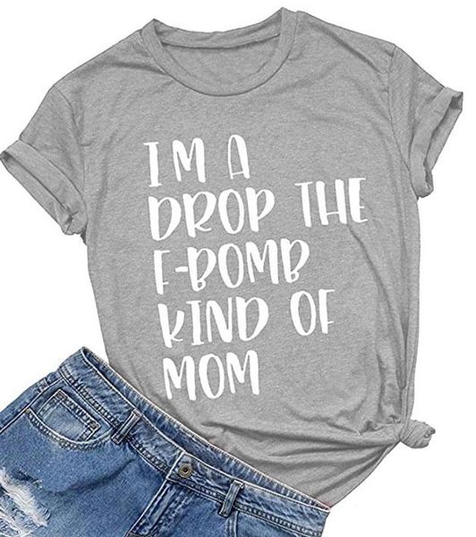 women's t-shirt i' a drop the f-bomb kind of mom tshirts mama short sleeve 100% cotton funny letter graphic o neck tees for mothe, White
women's t-shirt i' a drop the f-bomb kind of mom tshirts mama short sleeve 100% cotton funny letter graphic o neck tees for mothe, White