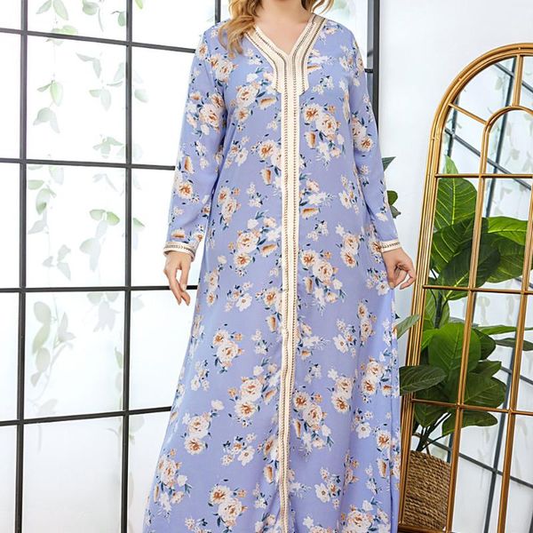 muslim fashion oversize loose casual ladies dress simple temperament webbing splicing printing long sleeve v-neck dresses, Black;gray
muslim fashion oversize loose casual ladies dress simple temperament webbing splicing printing long sleeve v-neck dresses, Black;gray