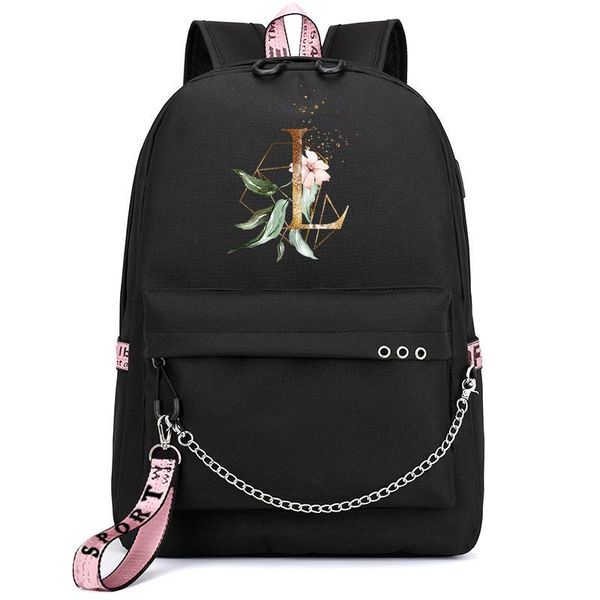backpack black 26 letters women chain canvas student bookbag for girls school bags usb charging port laptravel bag
backpack black 26 letters women chain canvas student bookbag for girls school bags usb charging port laptravel bag