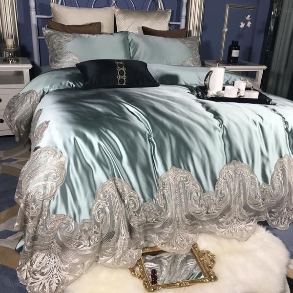 bedding sets french style luxurious lace embroidery heavy silk cotton golden green set duvit cover sheet pillowcase king 4 pcs
bedding sets french style luxurious lace embroidery heavy silk cotton golden green set duvit cover sheet pillowcase king 4 pcs