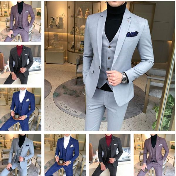 men's suits & blazers 2021 men 3 pieces jackets pants vest wedding dress for blue plaid formal slim groom a36, White;black
men's suits & blazers 2021 men 3 pieces jackets pants vest wedding dress for blue plaid formal slim groom a36, White;black