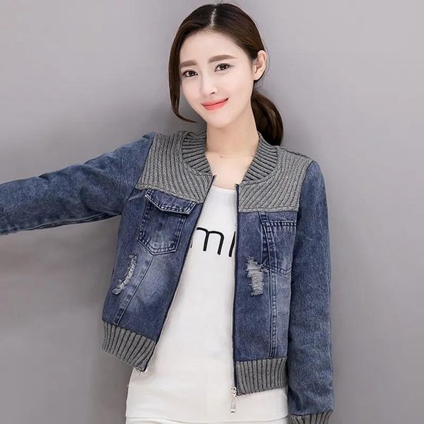 women's jackets o-neck slim zipper female short jean jacket knit denim patchwork women coat elegant fashion autumn cardigan ladies oute, Black;brown
women's jackets o-neck slim zipper female short jean jacket knit denim patchwork women coat elegant fashion autumn cardigan ladies oute, Black;brown