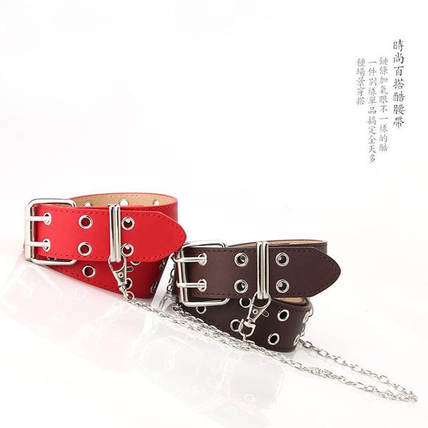 women's belt chain adorned with double exhaust eye fashionable punk rock belts for women, Black;brown
women's belt chain adorned with double exhaust eye fashionable punk rock belts for women, Black;brown
