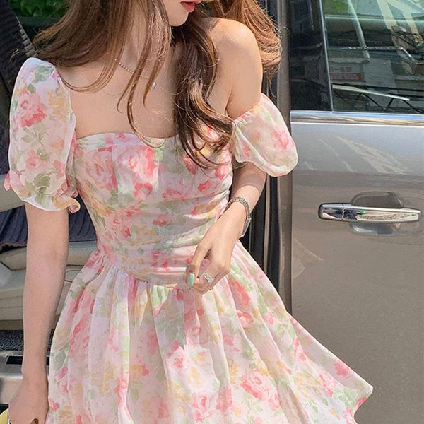 party dresses floral one piece dress korean elegant casual women's puff sleeve vintage beach females boho 2021 french, White;black
party dresses floral one piece dress korean elegant casual women's puff sleeve vintage beach females boho 2021 french, White;black