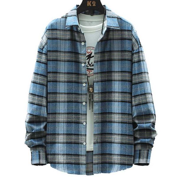trendy brand men's long sleeve shirt hong kong style japanese korean plaid shirt handsome loose casual all-match youth jacket 210531, White;black
trendy brand men's long sleeve shirt hong kong style japanese korean plaid shirt handsome loose casual all-match youth jacket 210531, White;black