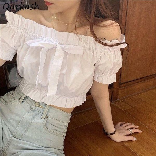 women's blouses & shirts women slash neck solid female summer bowknot student street style korean casual fashion cozy puff sleeve soft, White
women's blouses & shirts women slash neck solid female summer bowknot student street style korean casual fashion cozy puff sleeve soft, White
