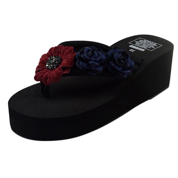 slippers sagace ladies bohemian flower thick-bottomed flip-flops fashion summer casual wedges round toe solid beach shoes, Black
slippers sagace ladies bohemian flower thick-bottomed flip-flops fashion summer casual wedges round toe solid beach shoes, Black