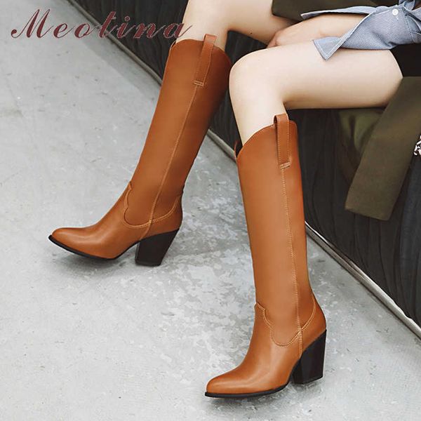 meotina winter western boots women pu leather thick high heel knee high boots slip on pointed toe shoes lady autumn big size 43 210608, Black
meotina winter western boots women pu leather thick high heel knee high boots slip on pointed toe shoes lady autumn big size 43 210608, Black