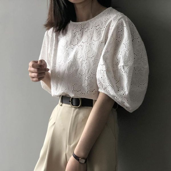 women's blouses & shirts wihte red half sleeve girls sweet blouse summer round neck doll shirt female korean style hollow puff women, White
women's blouses & shirts wihte red half sleeve girls sweet blouse summer round neck doll shirt female korean style hollow puff women, White