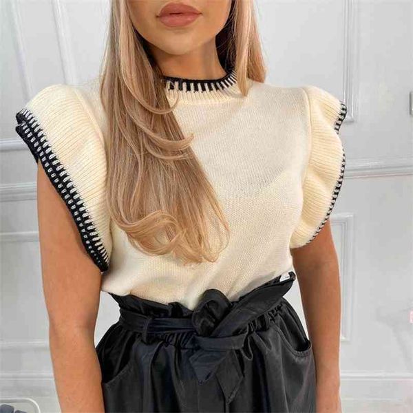 ladies fashion o neck autumn winter women sweater vest casual knitted ruffles slim pullover sweaters jumper soft chic 210907, White;black
ladies fashion o neck autumn winter women sweater vest casual knitted ruffles slim pullover sweaters jumper soft chic 210907, White;black