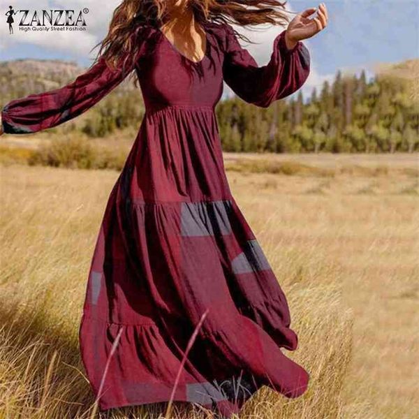 womens autumn sundress zanzea 2021 fashion ruffle maxi dress casual puff sleeve tunic vestidos plaid print robe plus size s-5xl, Black;gray
womens autumn sundress zanzea 2021 fashion ruffle maxi dress casual puff sleeve tunic vestidos plaid print robe plus size s-5xl, Black;gray
