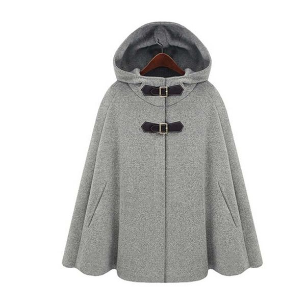 wool blends autumn winter jacket womens coats fuax cashmere wool hooded batwing sleeve cape clothing female fashion cloak, Black
wool blends autumn winter jacket womens coats fuax cashmere wool hooded batwing sleeve cape clothing female fashion cloak, Black
