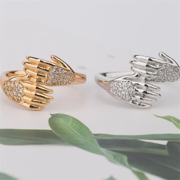 the fashion ring zircon romantic hand with love hug creative jewelry fine valentine's gifts wedding rings, Slivery;golden
the fashion ring zircon romantic hand with love hug creative jewelry fine valentine's gifts wedding rings, Slivery;golden
