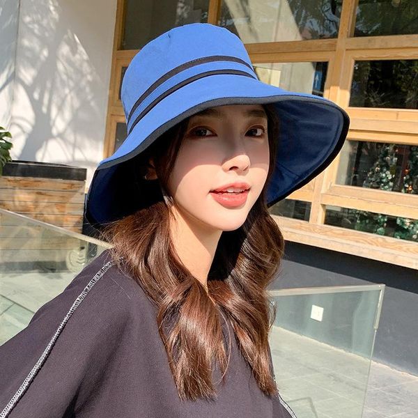 wide brim hats women's bucket hat korean summer stripe cap japanese outdoor shade fashion spring and autumn, Blue;gray
wide brim hats women's bucket hat korean summer stripe cap japanese outdoor shade fashion spring and autumn, Blue;gray
