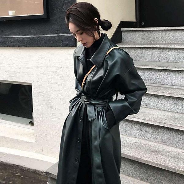 women's leather & faux vintage 2021 spring coat women biker pu jacket black long trench loose belt windbreaker outwear female py57
women's leather & faux vintage 2021 spring coat women biker pu jacket black long trench loose belt windbreaker outwear female py57