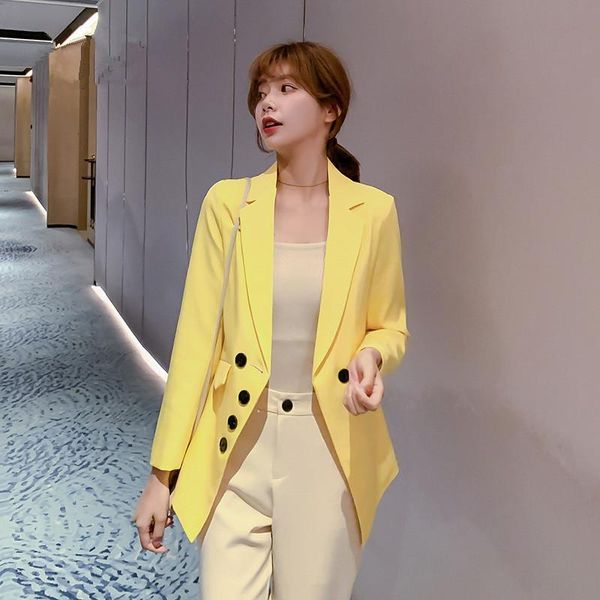 women's suits & blazers women buttoned blazer long sleeve fashion solid color personality double breasted coat x1676rx, White;black
women's suits & blazers women buttoned blazer long sleeve fashion solid color personality double breasted coat x1676rx, White;black
