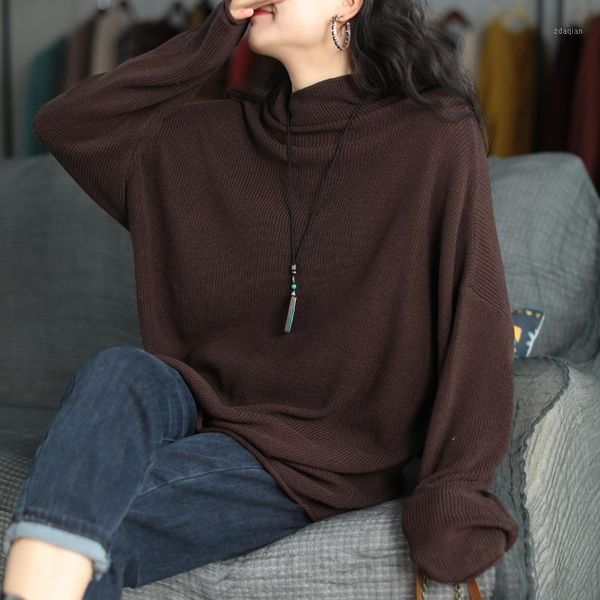 women's sweaters 2021 autumn winter sweater retro women loose all-match pullovers turtleneck brierf casual female, White;black
women's sweaters 2021 autumn winter sweater retro women loose all-match pullovers turtleneck brierf casual female, White;black