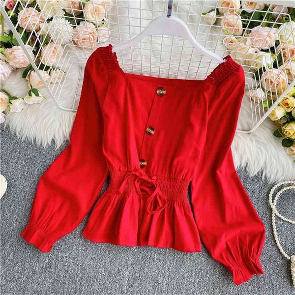 spring autumn women's blouse korean square collar french long sleeve shirt waist short female ll891 210506, White
spring autumn women's blouse korean square collar french long sleeve shirt waist short female ll891 210506, White