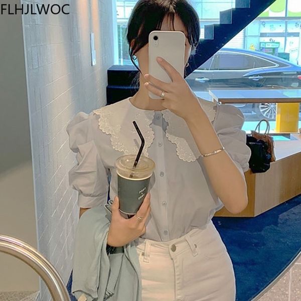 women's blouses & shirts korea chic blusas women fashion flhjlwoc design japanese style girl single breasted button solid pat, White
women's blouses & shirts korea chic blusas women fashion flhjlwoc design japanese style girl single breasted button solid pat, White