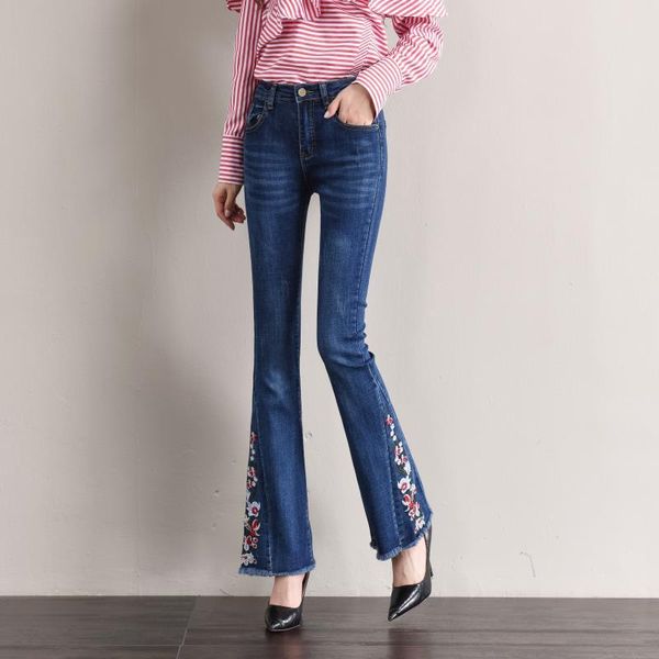 women's jeans 2021 autumn boot cut lady fashion mid waist wide leg denim pants flares embroidered trousers, Blue
women's jeans 2021 autumn boot cut lady fashion mid waist wide leg denim pants flares embroidered trousers, Blue