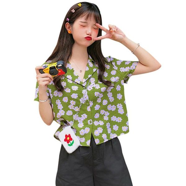 summer blouse women's floral printed turn-down collar casual short sleeve loose chiffon sweet blouse blusas mujer de moda 2021, White
summer blouse women's floral printed turn-down collar casual short sleeve loose chiffon sweet blouse blusas mujer de moda 2021, White