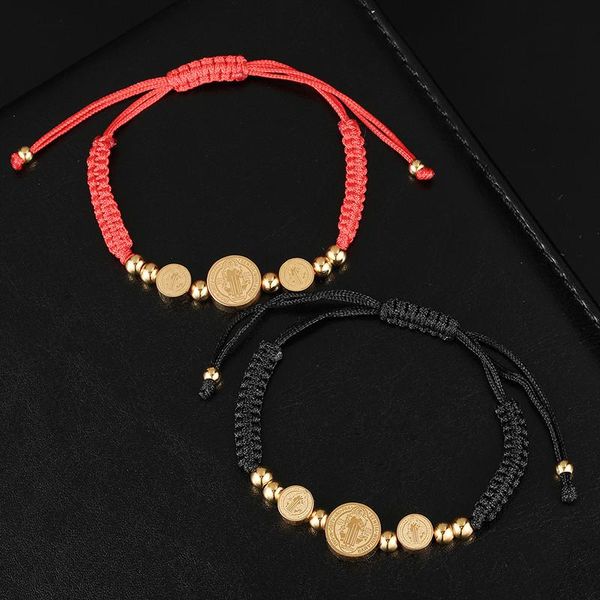 charm bracelets catholic st. bedenict medal adjustable stainless steel san benito with rope chain pulseras for couple gift, Golden;silver
charm bracelets catholic st. bedenict medal adjustable stainless steel san benito with rope chain pulseras for couple gift, Golden;silver