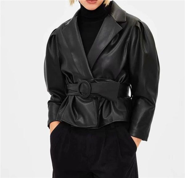 women's suits & blazers british style pu leather black blazer suit with belt women commute casual short autumn winter fashion faux coat, White;black
women's suits & blazers british style pu leather black blazer suit with belt women commute casual short autumn winter fashion faux coat, White;black