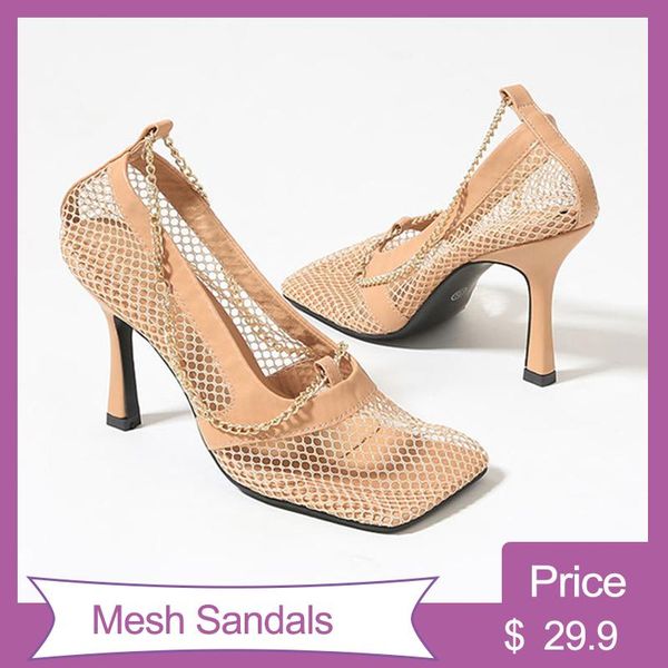 runway show sandals women summer 2021 fashion designer mesh leather high thin heel pumps chain ankle strap party prom shoes, Black
runway show sandals women summer 2021 fashion designer mesh leather high thin heel pumps chain ankle strap party prom shoes, Black