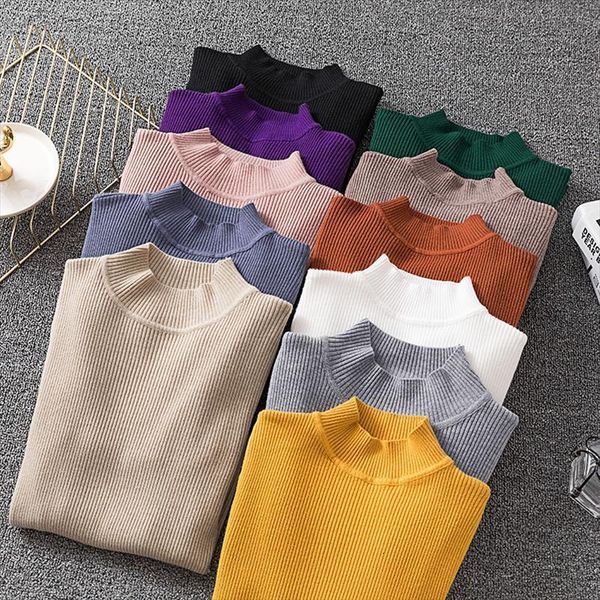 women high neck knitted sweaters pullover autumn winter clothes solid casual slim basic knit pull femme, White;black
women high neck knitted sweaters pullover autumn winter clothes solid casual slim basic knit pull femme, White;black
