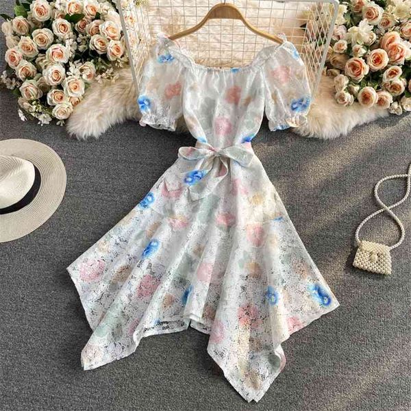 white summer dress women retro ruffles flower print chic short sleeve sweet french boho beach holiday lace robe femme 210514, Black;gray
white summer dress women retro ruffles flower print chic short sleeve sweet french boho beach holiday lace robe femme 210514, Black;gray