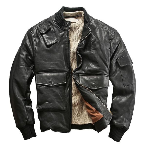 men's leather & faux 1719q read description quality super warm genuine sheep skin duck down jacket mens coat, Black
men's leather & faux 1719q read description quality super warm genuine sheep skin duck down jacket mens coat, Black