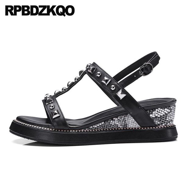 women rivet strap open toe summer sandals genuine leather snake embellished white wedge stud shoes black luxury designer
women rivet strap open toe summer sandals genuine leather snake embellished white wedge stud shoes black luxury designer
