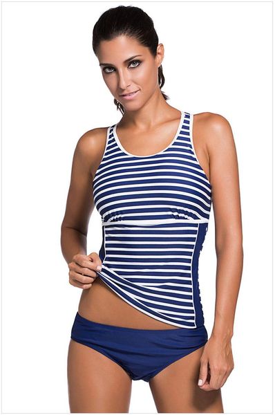 active striped racerback tankini and swim briefs lc41958 women's swimwear, White;black
active striped racerback tankini and swim briefs lc41958 women's swimwear, White;black