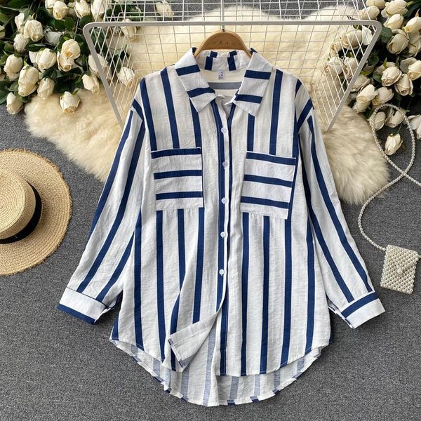 women's blouses & shirts spring/autumn women retro stripe blouse korean turndown-collar loose single breasted casual fashion streetwea, White
women's blouses & shirts spring/autumn women retro stripe blouse korean turndown-collar loose single breasted casual fashion streetwea, White